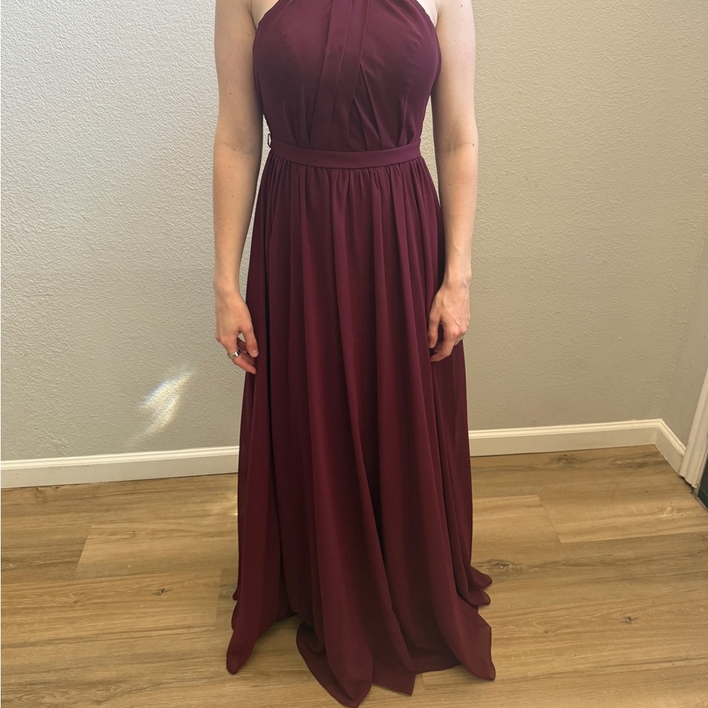 Azazie Merlot Red Halter Gown for Weddings